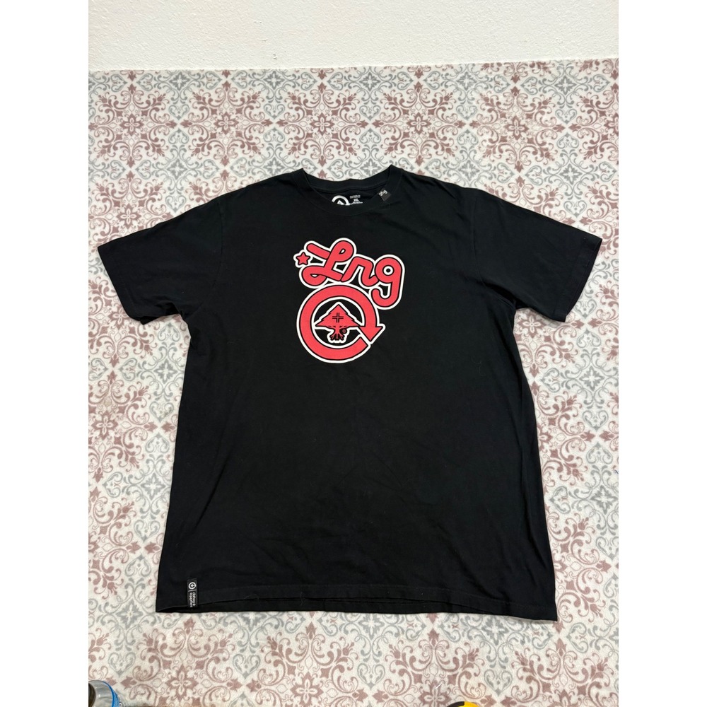 LRG Mens Graphic T-Shirt Black Red Logo Short Sleeve Crew Neck Cotton 2XL